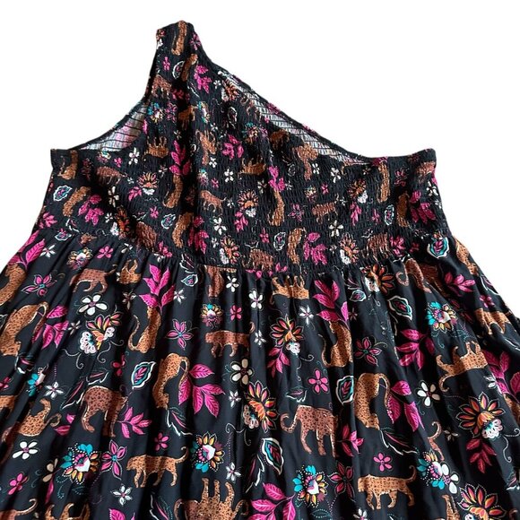 Torrid Midi Challis One-Shoulder Dress Leopard Floral Print Stretch Size 5X - Picture 7 of 11